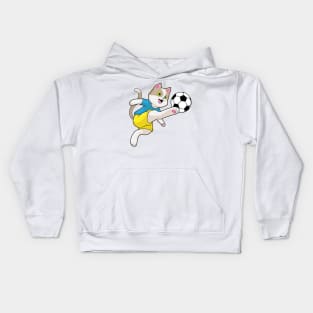 Cat as Soccer player with Soccer ball Kids Hoodie